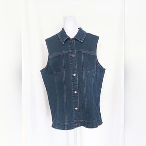 Additions by Chico's Size 3 (12/14 XL) Sleeveless Denim Button Down Vest